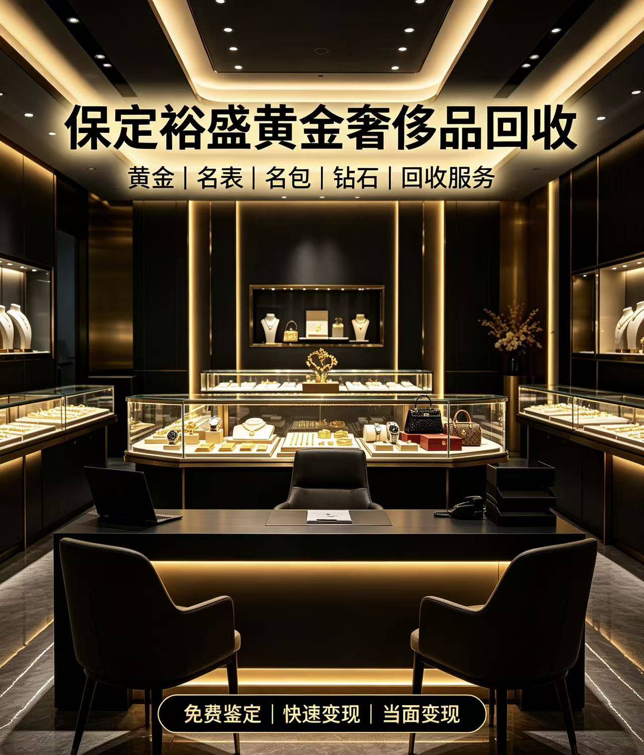 保定裕盛黄金奢侈品回收门店实拍