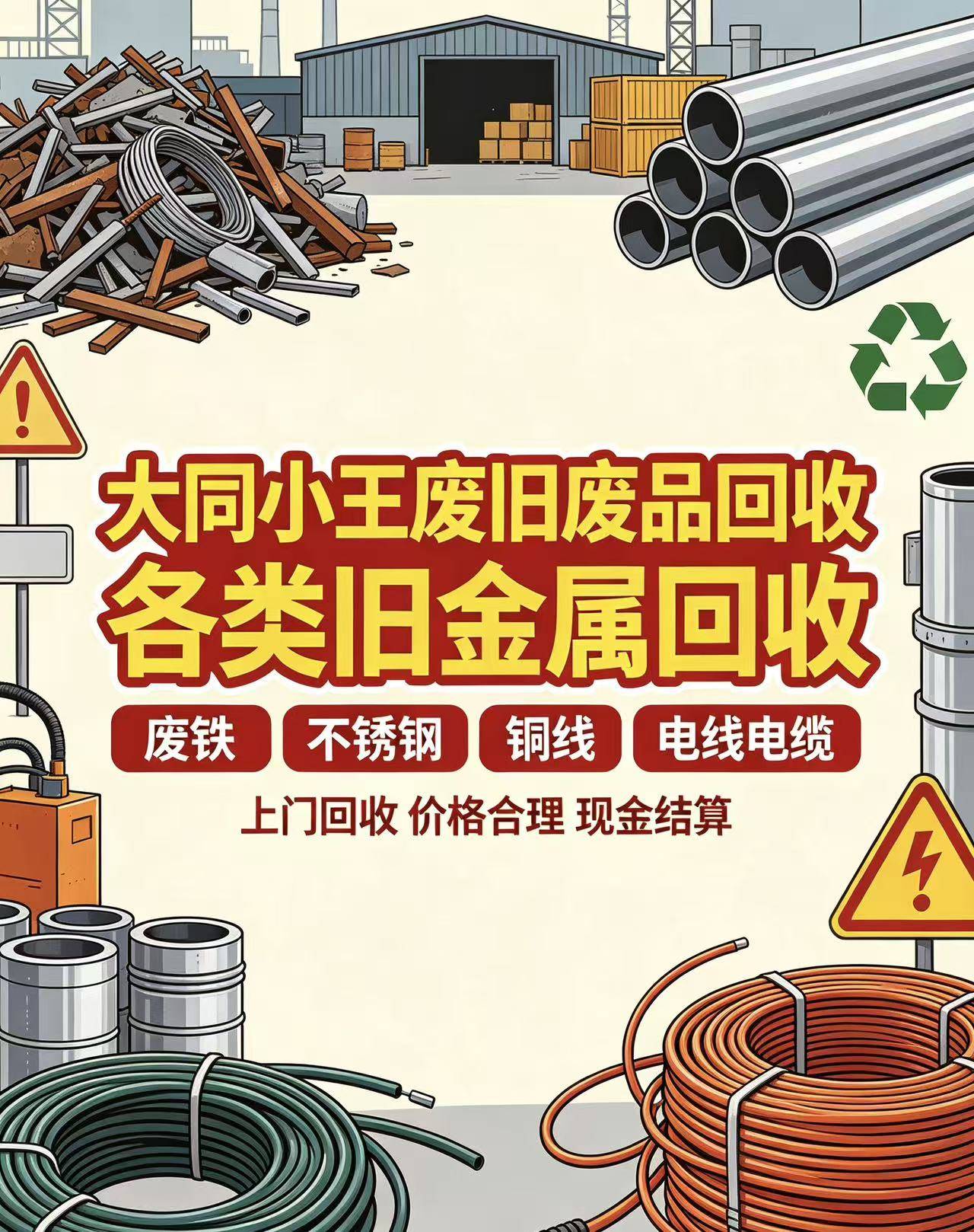 大同小王废旧废品回收现场作业图